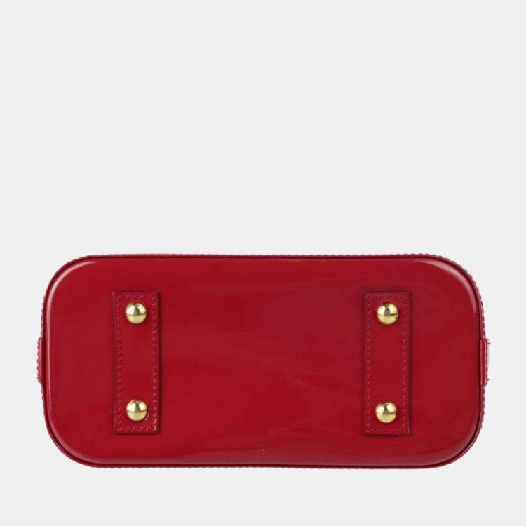 Pre Owned Louis Vuitton Red Monogram Vernis Leather Alma Top Handle Bag