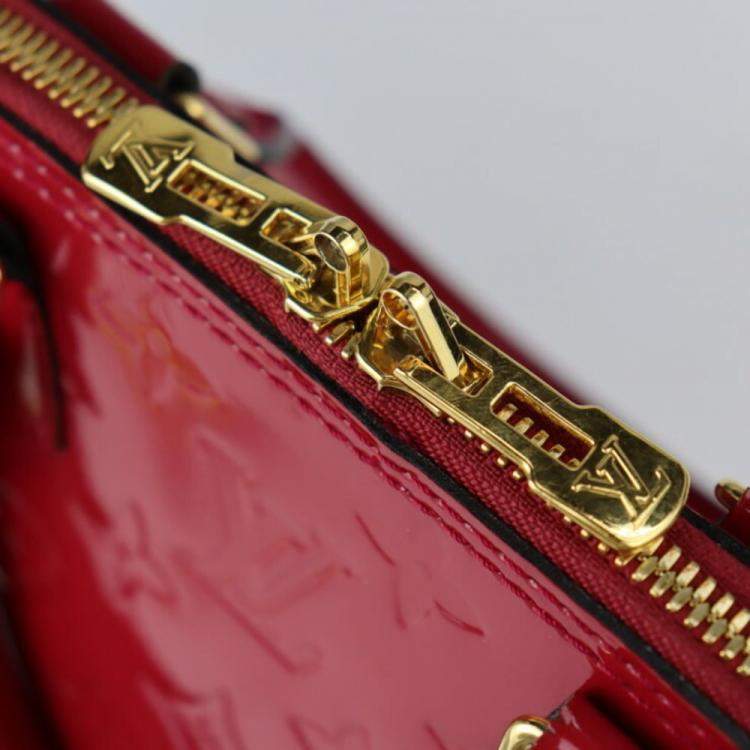 Pre Owned Louis Vuitton Red Monogram Vernis Leather Alma Top Handle Bag