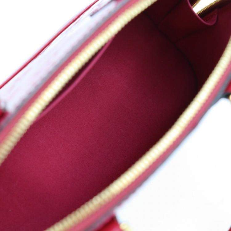 Pre Owned Louis Vuitton Red Monogram Vernis Leather Alma Top Handle Bag