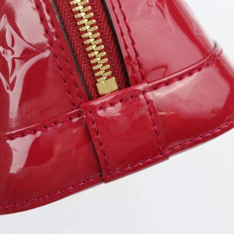 Pre Owned Louis Vuitton Red Monogram Vernis Leather Alma Top Handle Bag