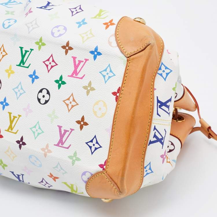 Pre Owned Louis Vuitton White Multicolore Monogram Canvas Ursula Bag