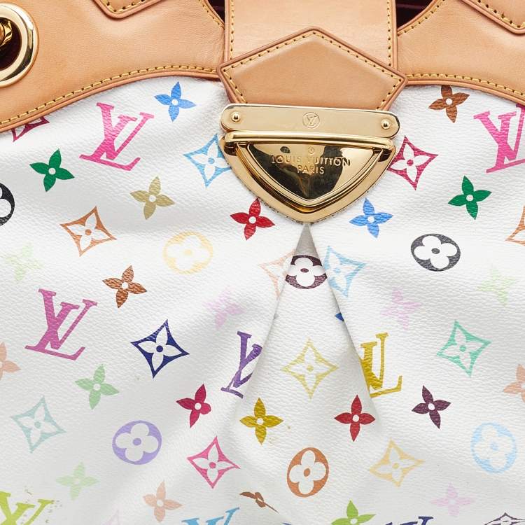 Pre Owned Louis Vuitton White Multicolore Monogram Canvas Ursula Bag
