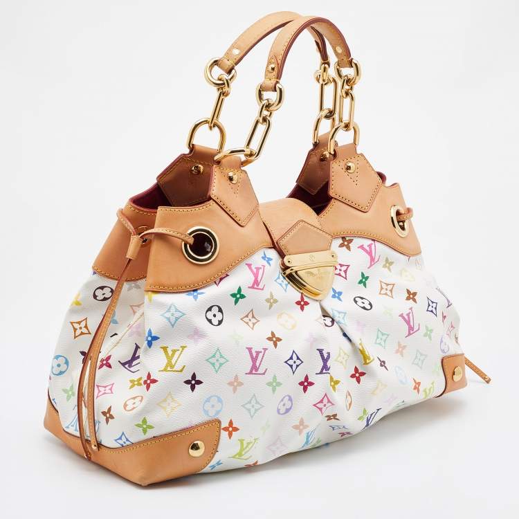 Pre Owned Louis Vuitton White Multicolore Monogram Canvas Ursula Bag