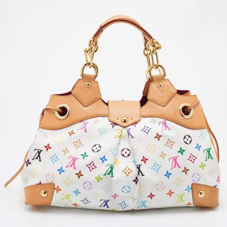 Pre Owned Louis Vuitton White Multicolore Monogram Canvas Ursula Bag