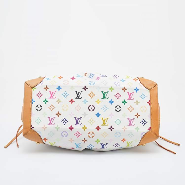 Pre Owned Louis Vuitton White Multicolore Monogram Canvas Ursula Bag