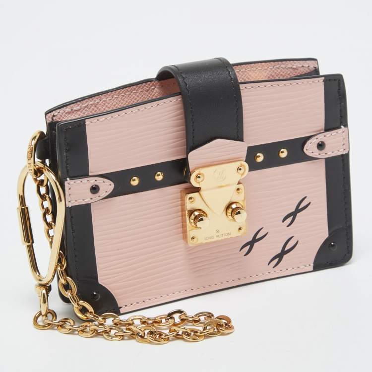 Pre Owned Louis Vuitton Rose Ballerine/Black Epi Leather Trunk Multicartes Wallet