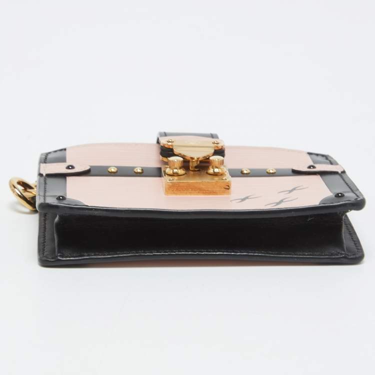Pre Owned Louis Vuitton Rose Ballerine/Black Epi Leather Trunk Multicartes Wallet
