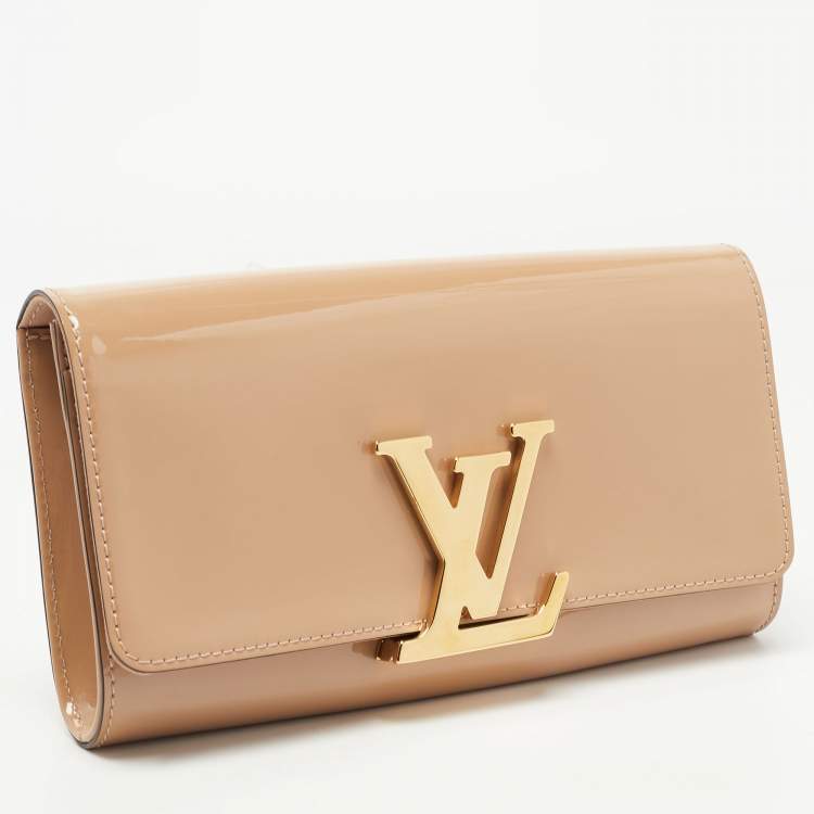 Pre Owned Louis Vuitton Beige Vernis Louise Clutch