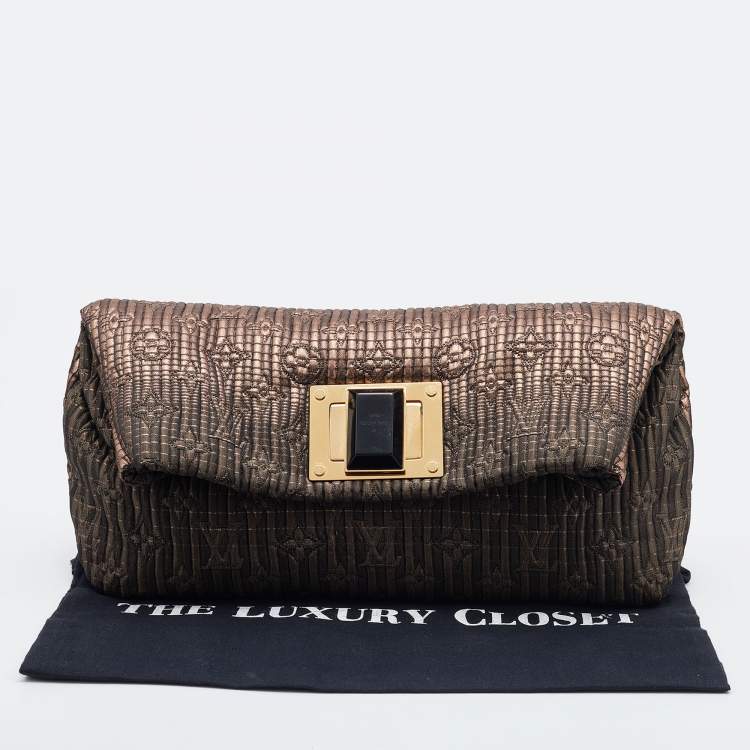 Pre Owned Louis Vuitton Bronze Monogram Jacquard Limited Edition Altair Clutch