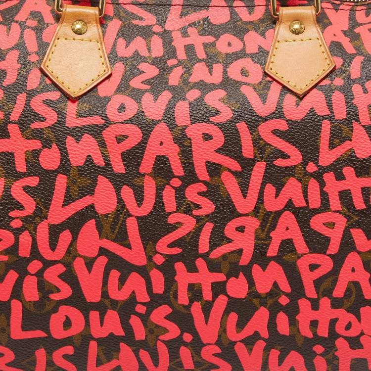 Pre Owned Louis Vuitton Pink Monogram Canvas Graffiti Stephen Sprouse Speedy 30 Bag