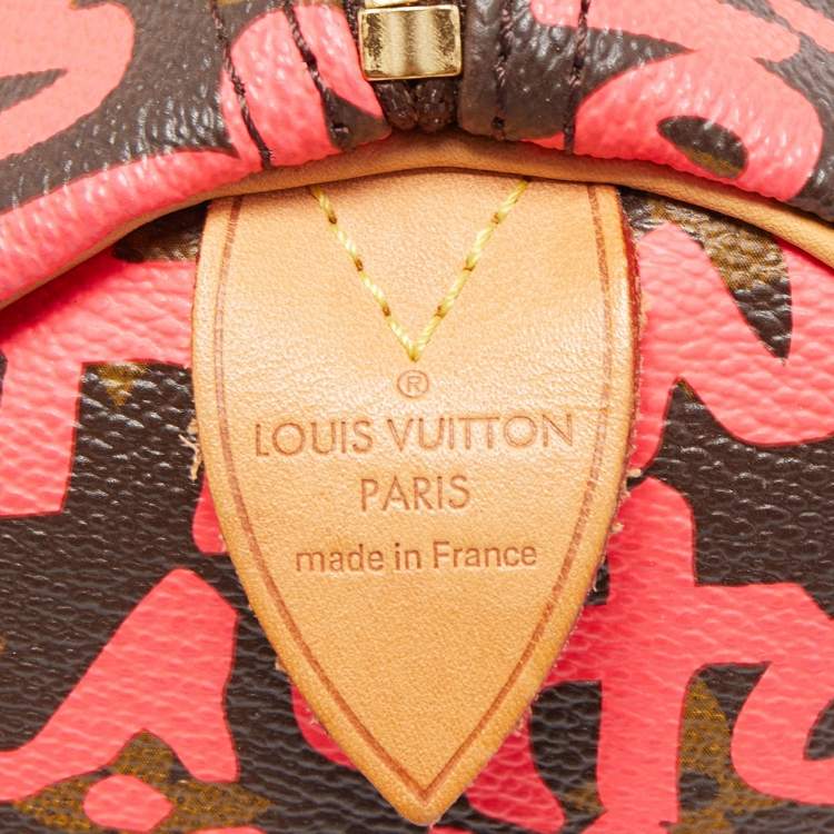 Pre Owned Louis Vuitton Pink Monogram Canvas Graffiti Stephen Sprouse Speedy 30 Bag