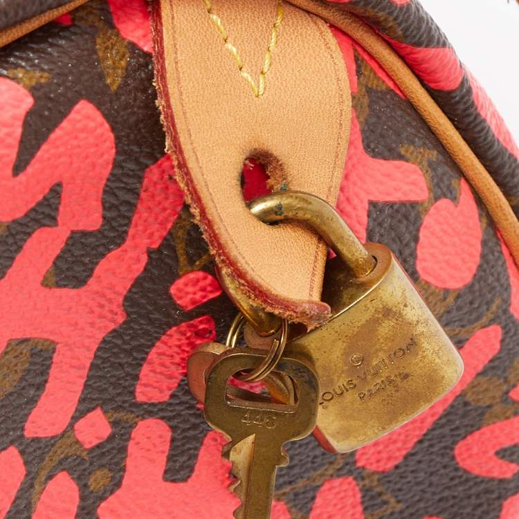 Pre Owned Louis Vuitton Pink Monogram Canvas Graffiti Stephen Sprouse Speedy 30 Bag