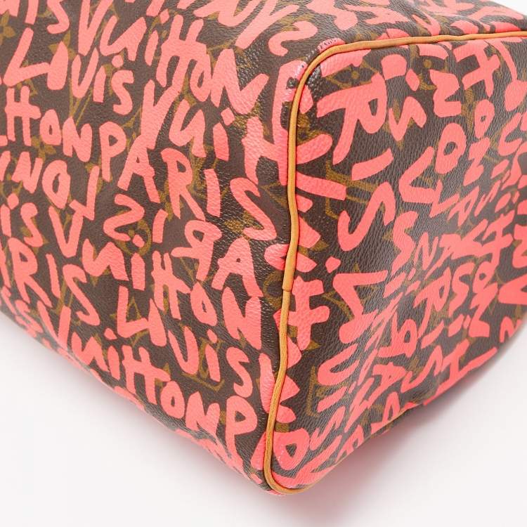 Pre Owned Louis Vuitton Pink Monogram Canvas Graffiti Stephen Sprouse Speedy 30 Bag