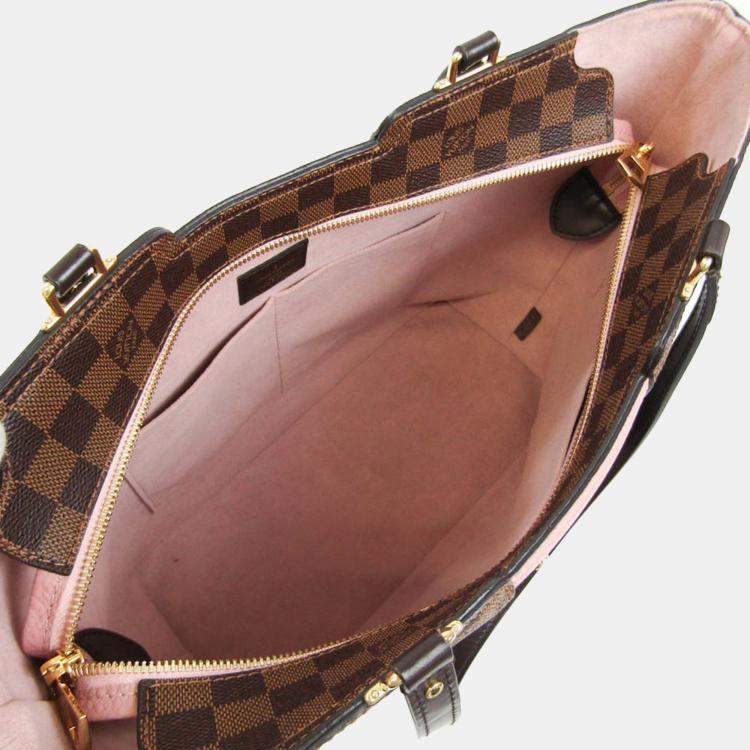 Pre Owned Louis Vuitton Brown Damier Ebene Canvas and Leather Jersey Magnolia Tote Bag