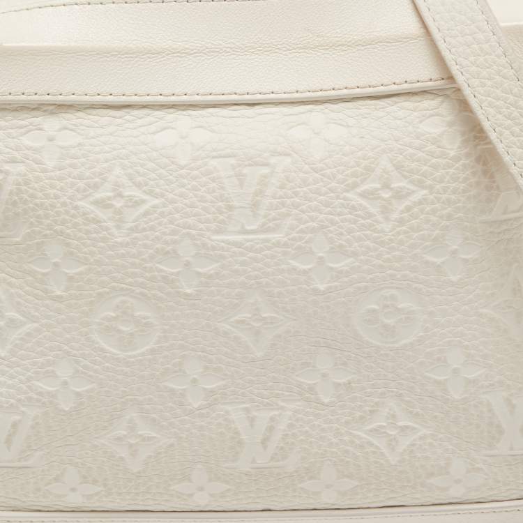 Pre Owned Louis Vuitton White Monogram Leather Legacy Soft Trunk Bag