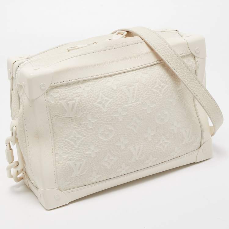 Pre Owned Louis Vuitton White Monogram Leather Legacy Soft Trunk Bag