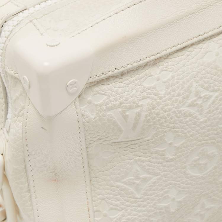 Pre Owned Louis Vuitton White Monogram Leather Legacy Soft Trunk Bag