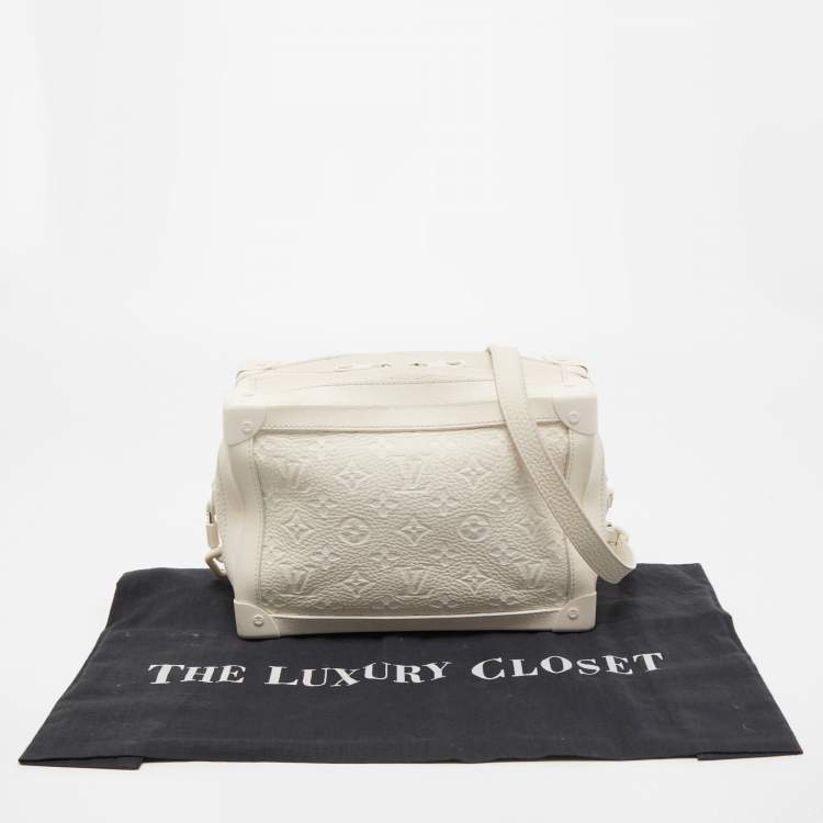 Pre Owned Louis Vuitton White Monogram Leather Legacy Soft Trunk Bag