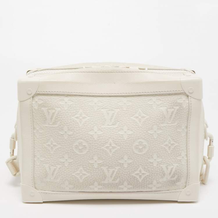 Pre Owned Louis Vuitton White Monogram Leather Legacy Soft Trunk Bag