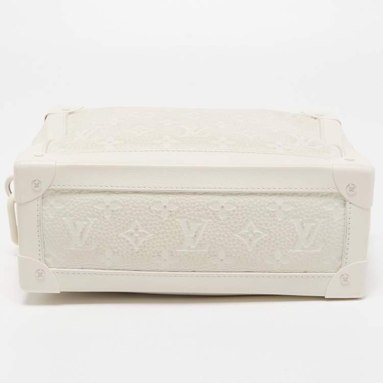 Pre Owned Louis Vuitton White Monogram Leather Legacy Soft Trunk Bag