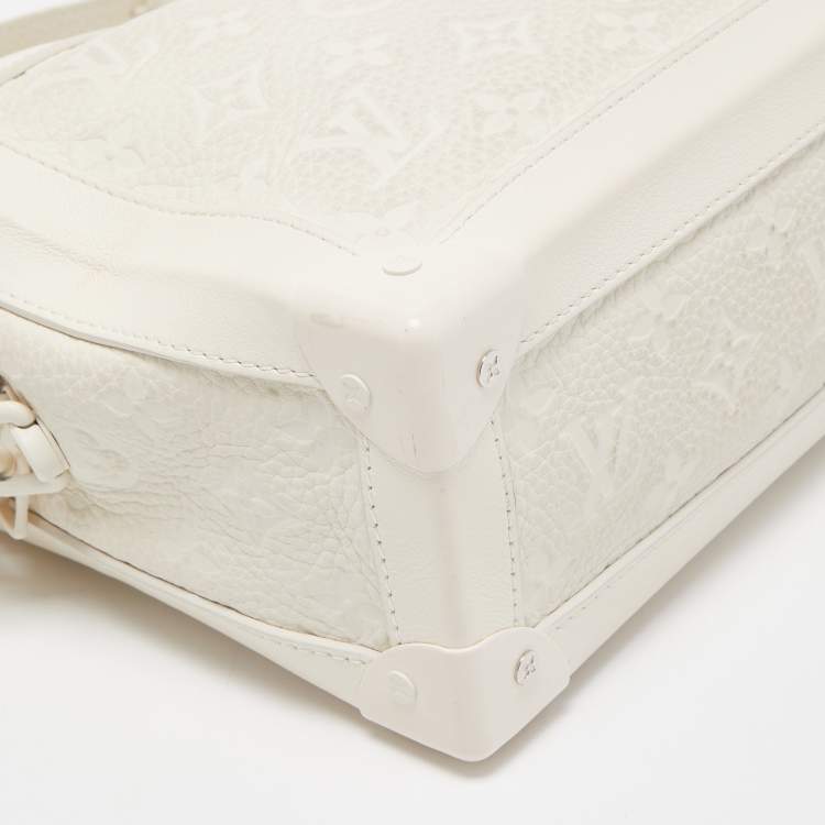 Pre Owned Louis Vuitton White Monogram Leather Legacy Soft Trunk Bag