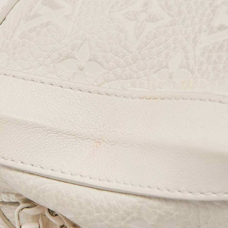 Pre Owned Louis Vuitton White Monogram Leather Legacy Soft Trunk Bag