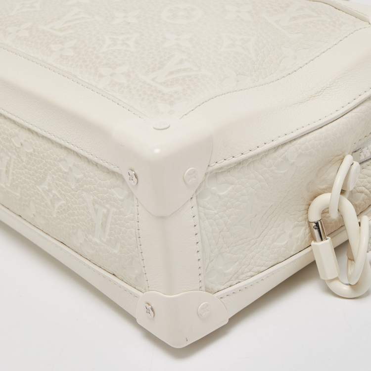 Pre Owned Louis Vuitton White Monogram Leather Legacy Soft Trunk Bag