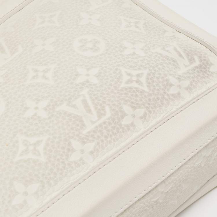 Pre Owned Louis Vuitton White Monogram Leather Legacy Soft Trunk Bag