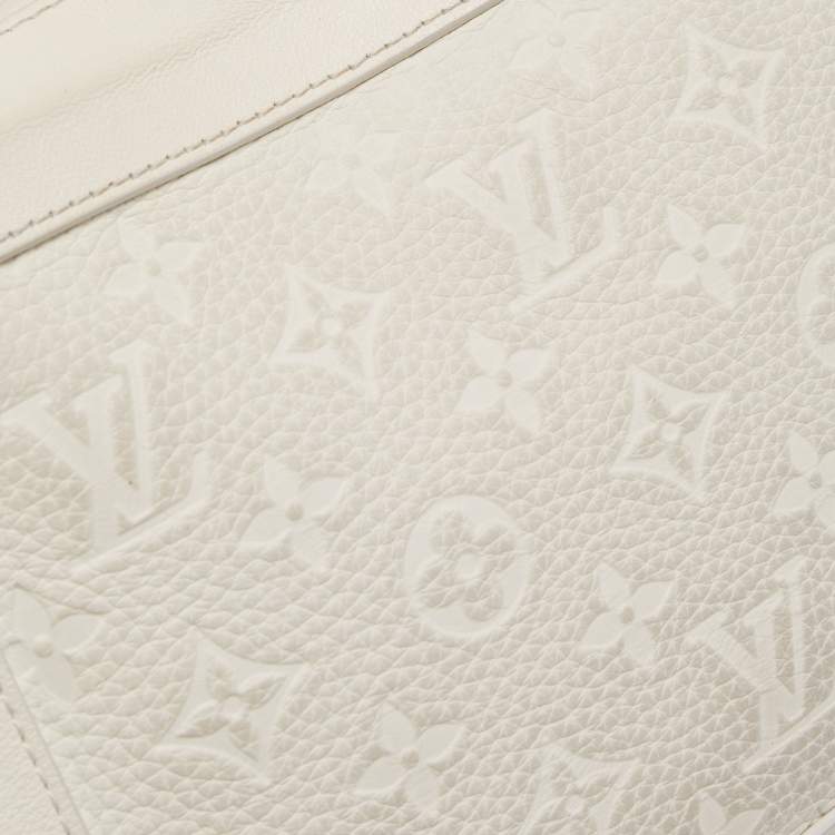 Pre Owned Louis Vuitton White Monogram Leather Legacy Soft Trunk Bag