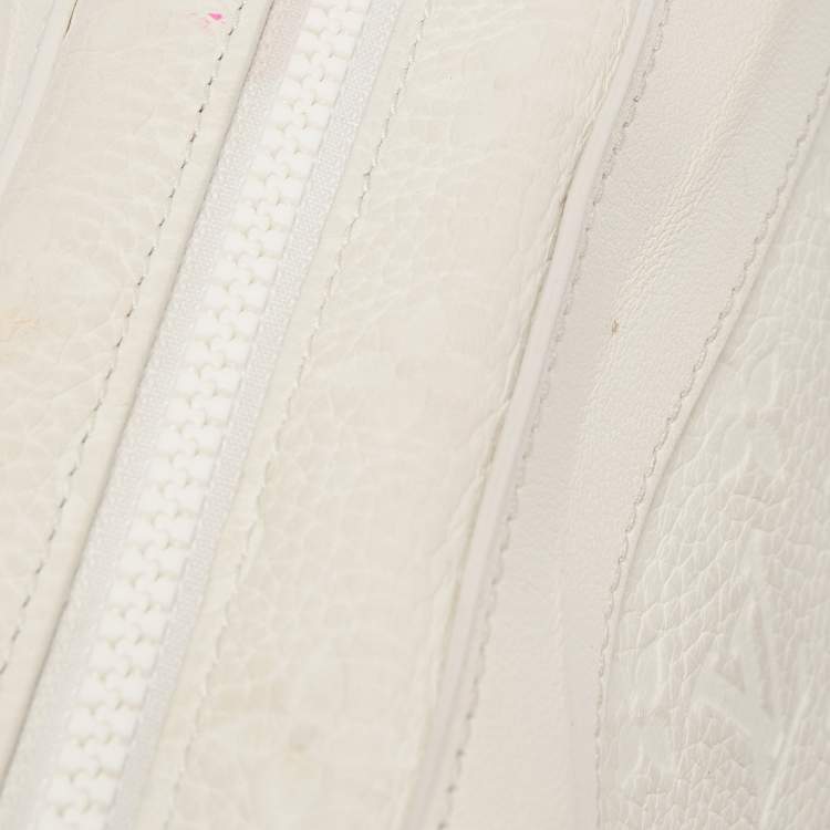 Pre Owned Louis Vuitton White Monogram Leather Legacy Soft Trunk Bag
