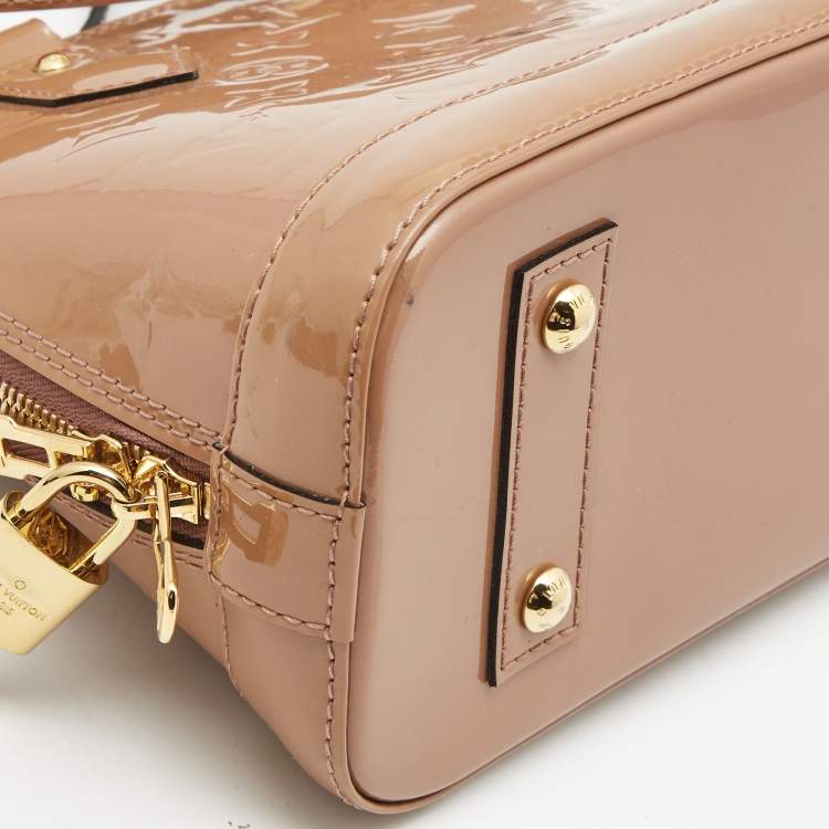 Pre Owned Louis Vuitton Beige Poudre Monogram Vernis Alma BB Bag