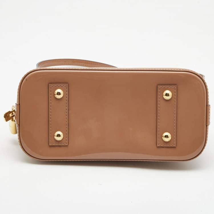 Pre Owned Louis Vuitton Beige Poudre Monogram Vernis Alma BB Bag