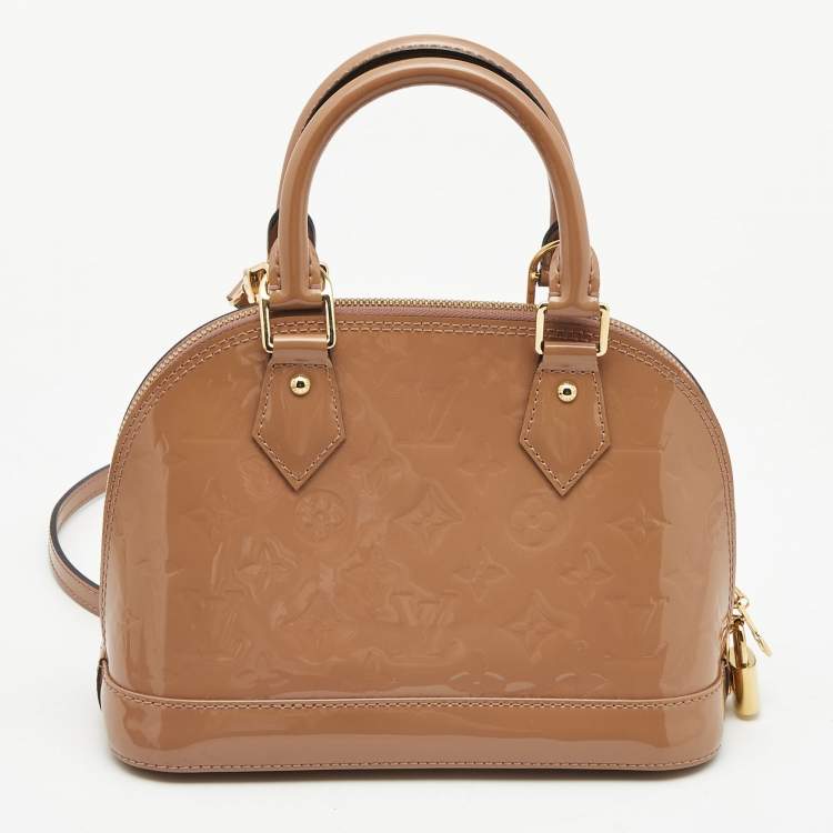 Pre Owned Louis Vuitton Beige Poudre Monogram Vernis Alma BB Bag