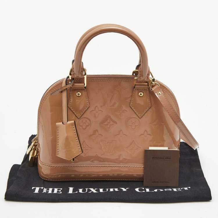 Pre Owned Louis Vuitton Beige Poudre Monogram Vernis Alma BB Bag