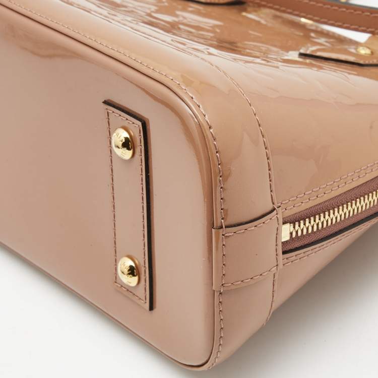 Pre Owned Louis Vuitton Beige Poudre Monogram Vernis Alma BB Bag