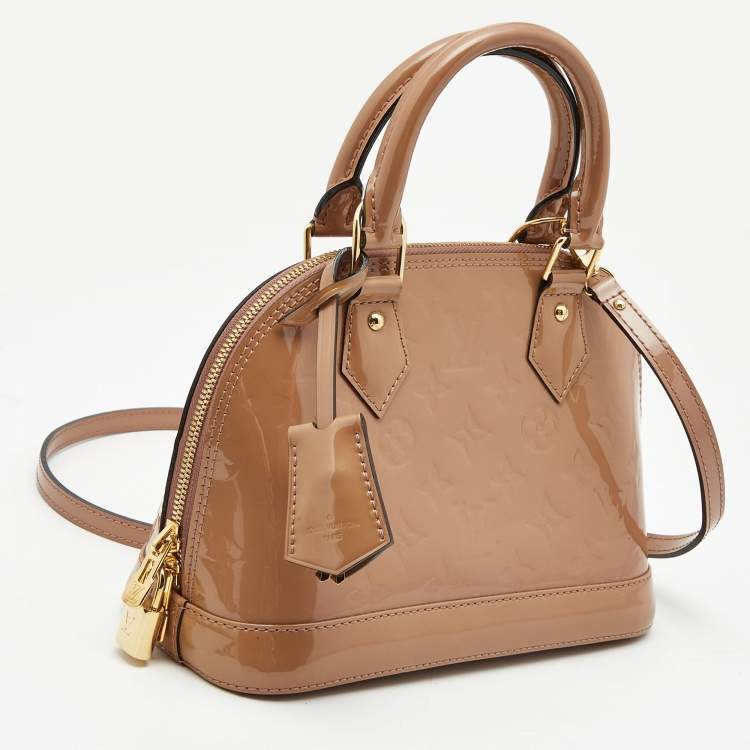 Pre Owned Louis Vuitton Beige Poudre Monogram Vernis Alma BB Bag