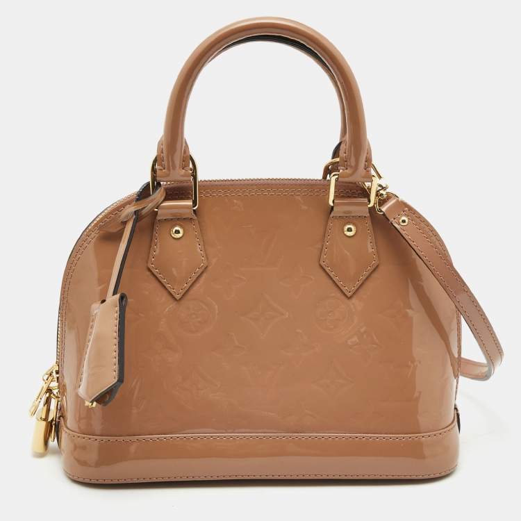 Pre Owned Louis Vuitton Beige Poudre Monogram Vernis Alma BB Bag