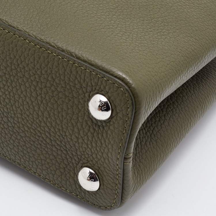 Pre Owned Louis Vuitton Green Taurillon Leather Capucines BB Bag