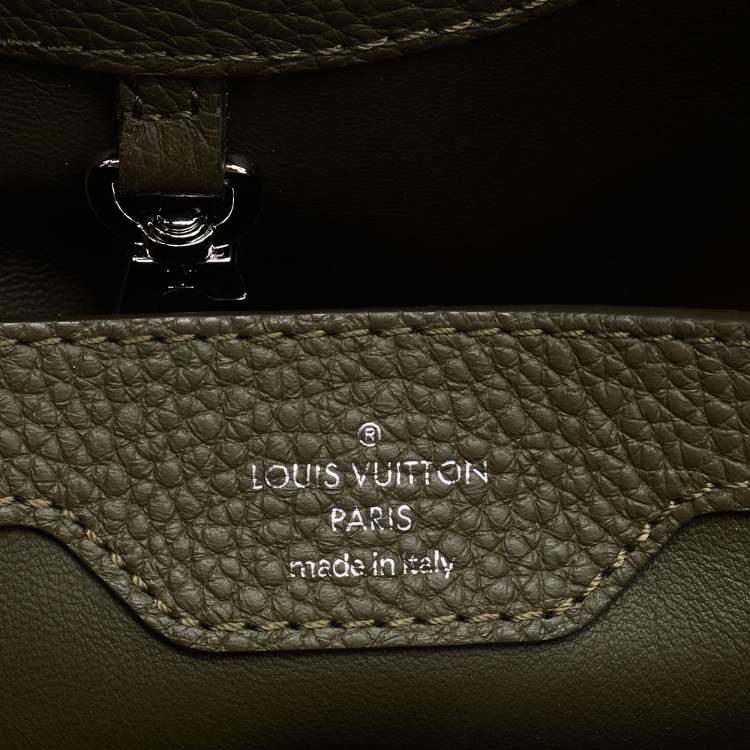 Pre Owned Louis Vuitton Green Taurillon Leather Capucines BB Bag