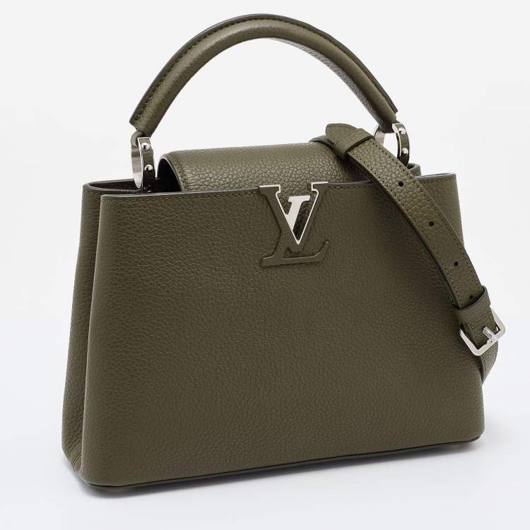 Pre Owned Louis Vuitton Green Taurillon Leather Capucines BB Bag