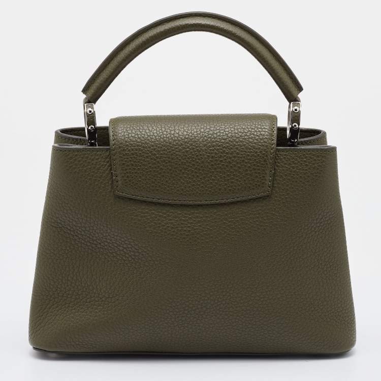 Pre Owned Louis Vuitton Green Taurillon Leather Capucines BB Bag