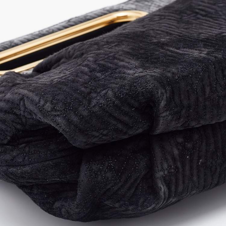 Pre Owned Louis Vuitton Black Monogram Suede and Patent Leather Limited Edition Motard Afterdark Bag