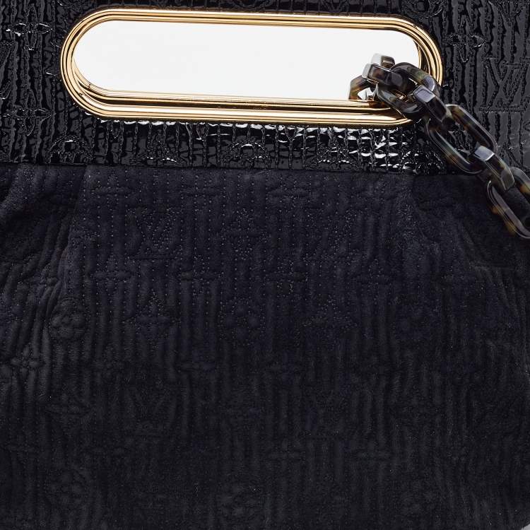 Pre Owned Louis Vuitton Black Monogram Suede and Patent Leather Limited Edition Motard Afterdark Bag