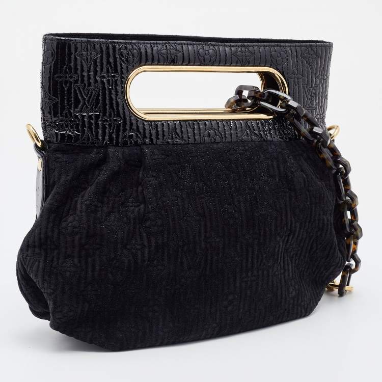 Pre Owned Louis Vuitton Black Monogram Suede and Patent Leather Limited Edition Motard Afterdark Bag