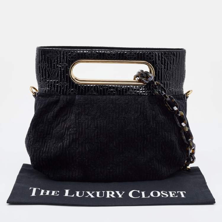 Pre Owned Louis Vuitton Black Monogram Suede and Patent Leather Limited Edition Motard Afterdark Bag