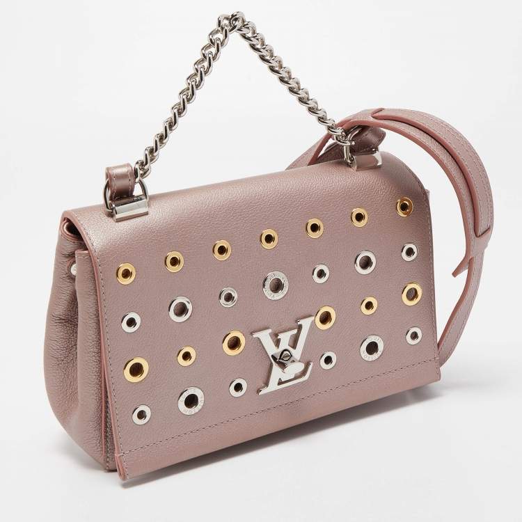 Pre Owned Louis Vuitton Metallic Pink Leather Eyelets Lockme II Bag