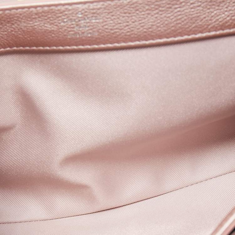 Pre Owned Louis Vuitton Metallic Pink Leather Eyelets Lockme II Bag