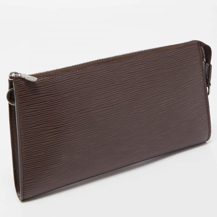 Pre Owned Louis Vuitton Moka Epi Leather Pochette Accessories