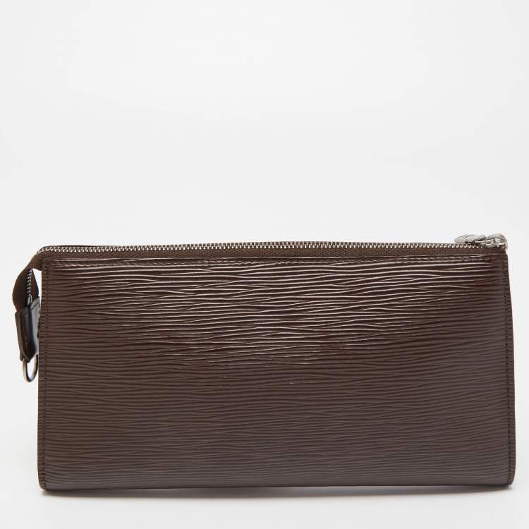 Pre Owned Louis Vuitton Moka Epi Leather Pochette Accessories