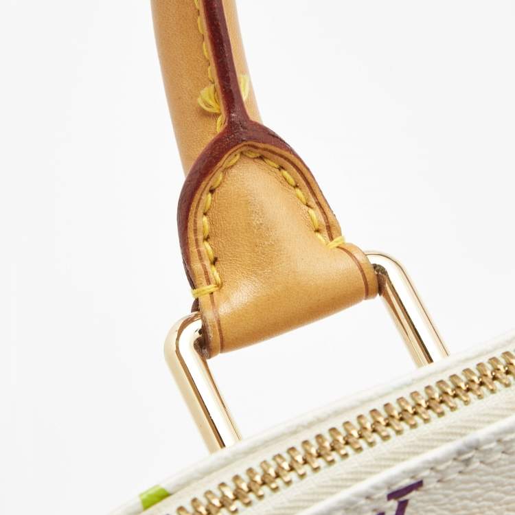 Pre Owned Louis Vuitton White Multicolor Monogram Canvas Alma PM Bag